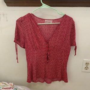 Urban Outfitters Red Floral Blouse